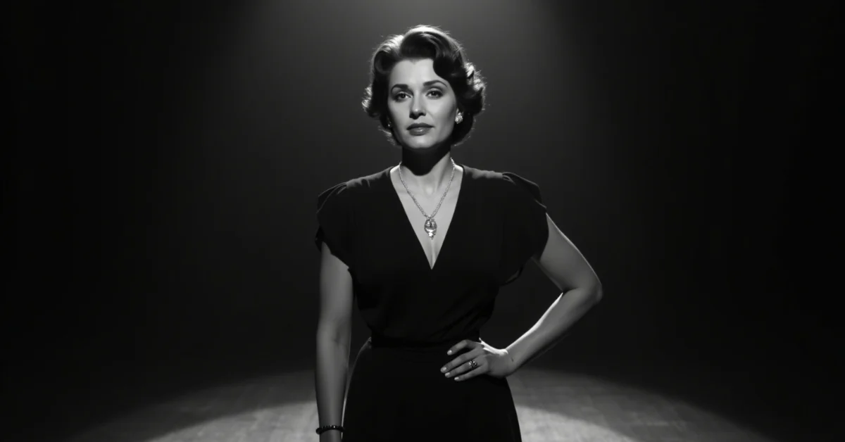 Image of Adriana Asti on stage in a tribute portrait.