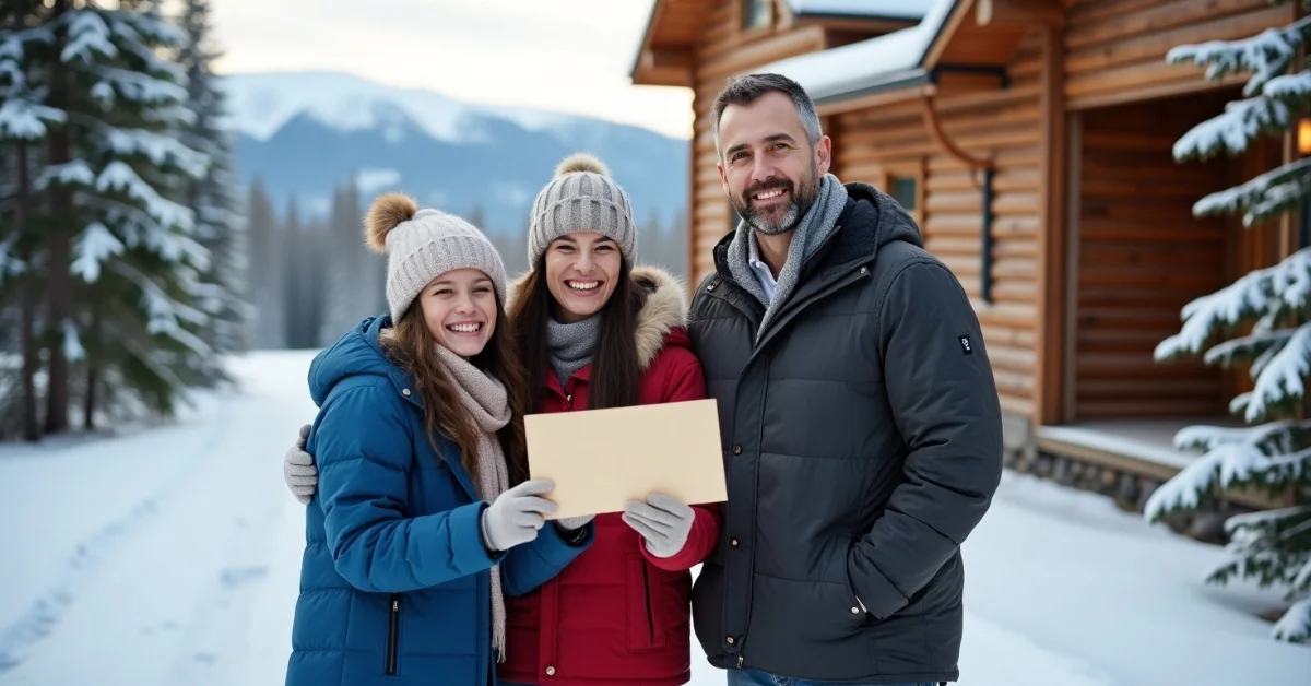 Image of Alaskan family receiving PFD check at mailbox.