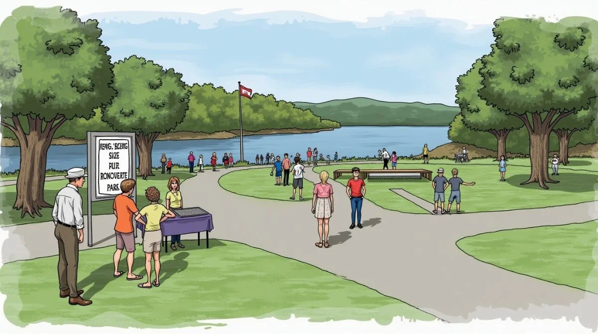 Community fundraiser at Ronceverte Island Park for upcoming mini golf course.