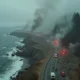 Northern California coast with emergency response and evacuations following a magnitude 7.0 earthquake and tsunami warning.