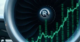 Image of Rolls-Royce engine with stock graph overlay.
