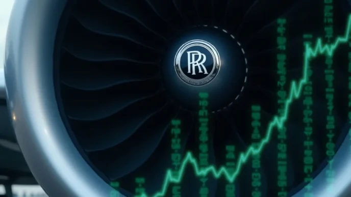 Image of Rolls-Royce engine with stock graph overlay.