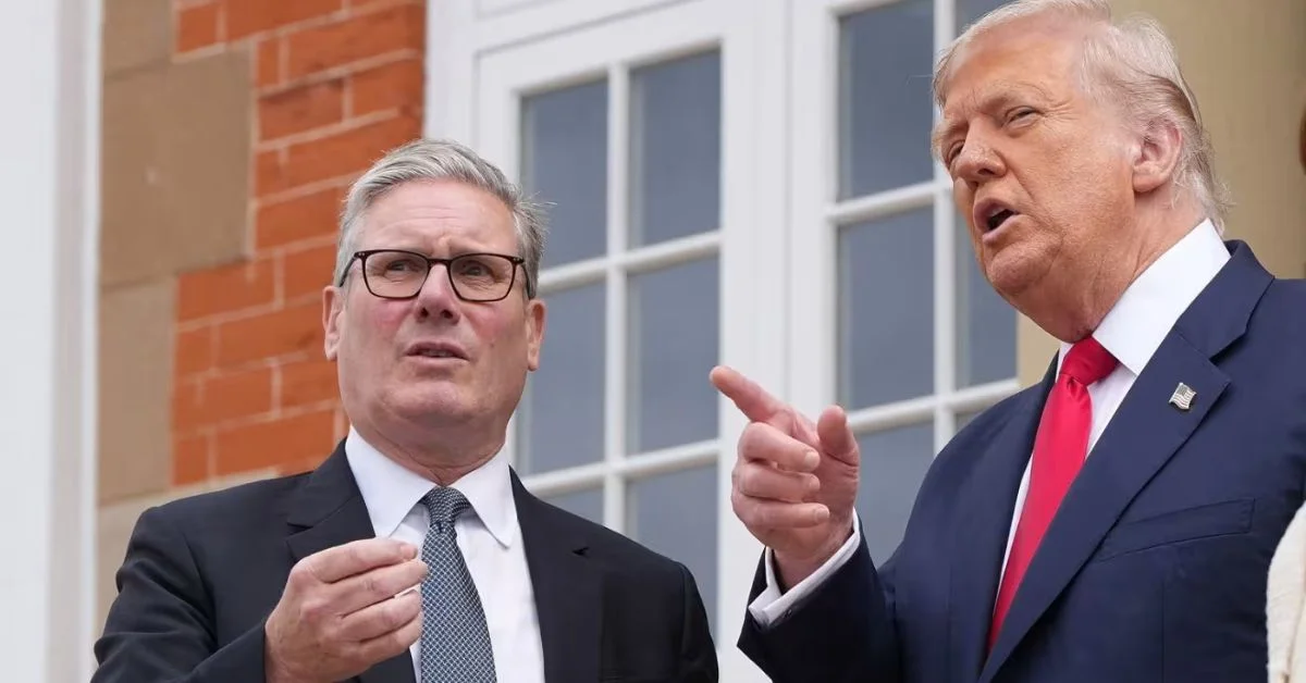 an image of Donald Trump and Keir Starmer talked about Gaza starvation crisis
