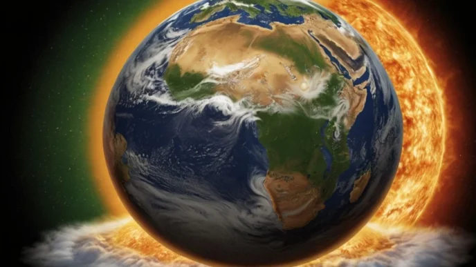 Earth showing heat and cooling sides to represent global climate cooldown pattern change.
