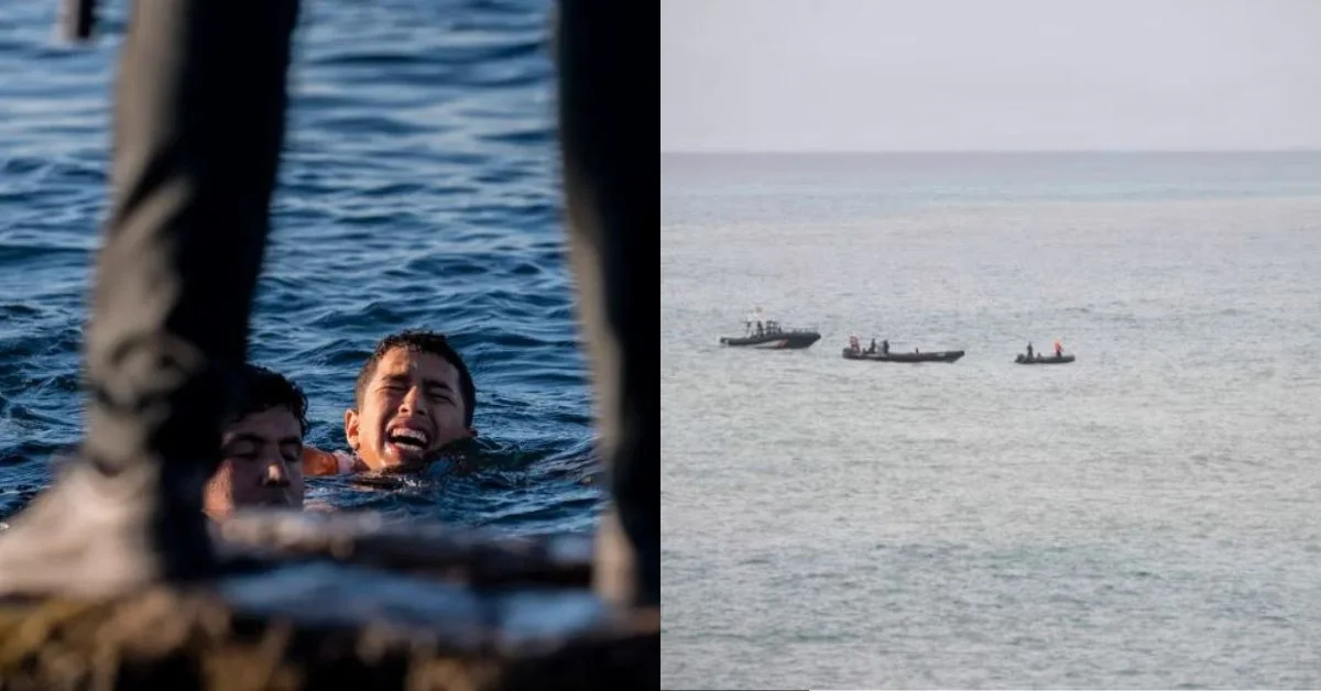 an image of rescue boats from the Civil Guard helping swimmers who were in trouble