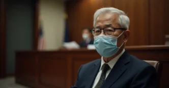 Image of Singapore hotel tycoon Ong Beng Seng in court during corruption trial.
