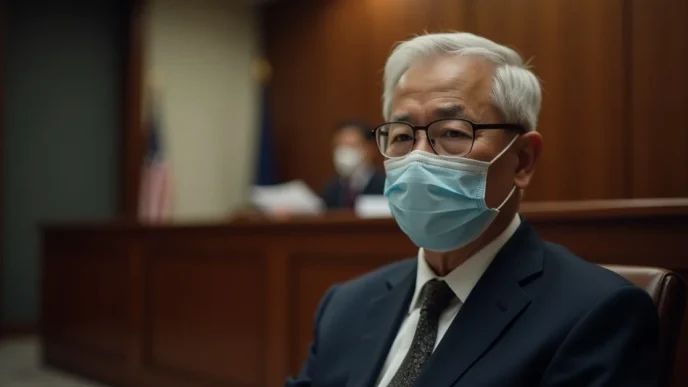 Image of Singapore hotel tycoon Ong Beng Seng in court during corruption trial.