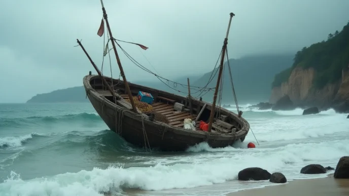 Image of Overcrowded migrant boat sinking off Yemen’s southern coast.