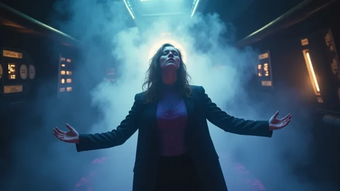 Image of Billie Piper returns in Doctor Who finale.