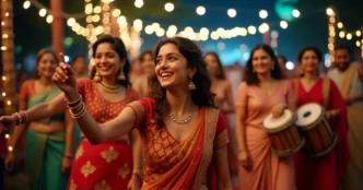 Image of Gen Z dancing at fake Indian wedding party.