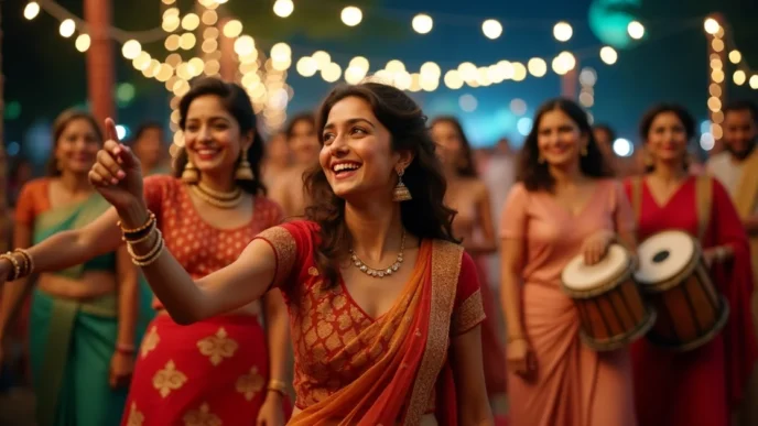 Image of Gen Z dancing at fake Indian wedding party.