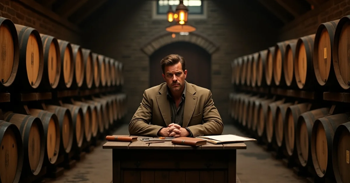 Image of Whiskey barrels inside a Kentucky distillery during financial crisis.